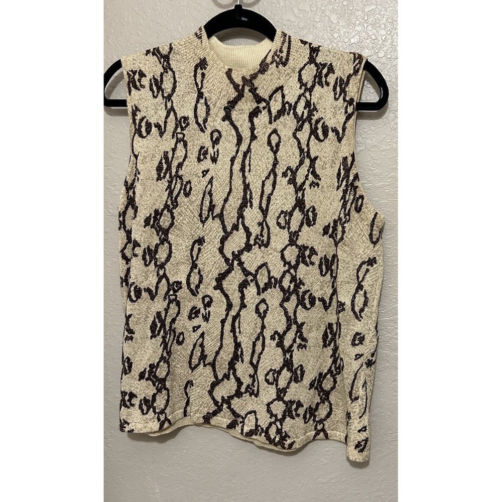 Kathie Lee Collection Large 12/14 Sweater Sleeveless metallic knit‎ Vintage 90s